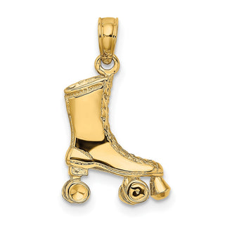 14k Yellow Gold 3-D Roller Skate Pendant C3550
