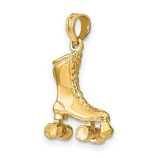14k Yellow Gold 3-D Roller Skate Pendant C3550