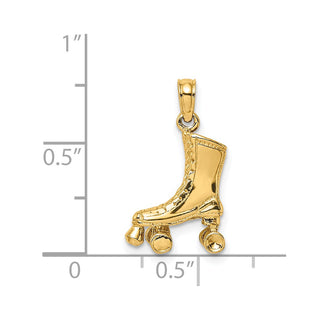 14k Yellow Gold 3-D Roller Skate Pendant C3550