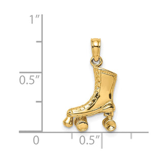 14k Yellow Gold 3-D Roller Skate Charm C3550