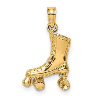 14k Yellow Gold 3-D Roller Skate Pendant C3550