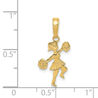 14k Yellow Gold Cheerleader w/Pom-Poms Pendant