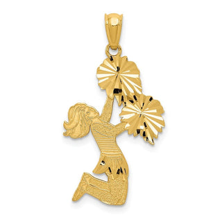 14k Yellow Gold Diamond-Cut Cheerleader Pendant