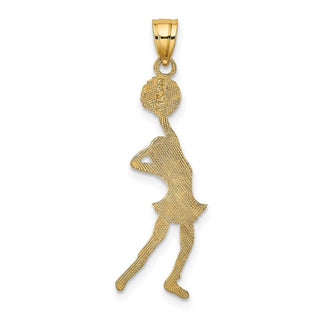 14k Yellow Gold Cheerleader With Hand On Head Pendant