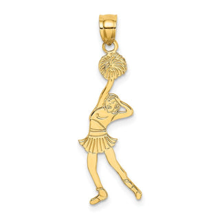 14k Yellow Gold Cheerleader With Hand On Head Pendant