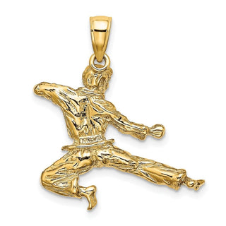 14k Yellow Gold 3-D Karate Man Pendant C3567