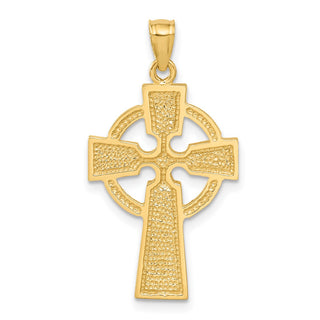 14k Yellow Gold Diamond-Cut Celtic Cross Pendant C3608