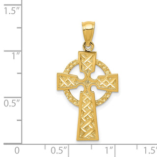 14k Yellow Gold Diamond-Cut Celtic Cross Pendant C3608