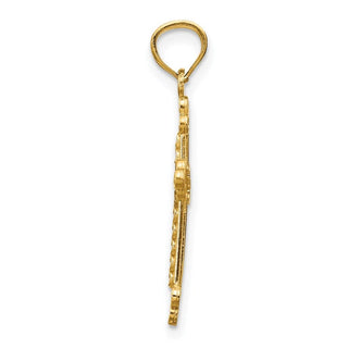 14k Gold with Rhodium-Plating Budded Cross Pendant
