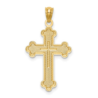 14k Yellow Gold Budded Cross Pendant C3615
