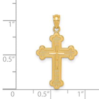 14k Yellow Gold Budded Cross Pendant C3615
