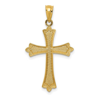 14k Yellow Gold Budded Cross Pendant C3617