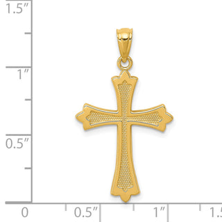 14k Yellow Gold Budded Cross Pendant C3617