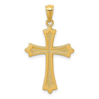 14k Yellow Gold Budded Cross Pendant C3617