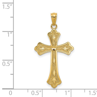 14k Yellow Gold Diamond-Cut Cross Pendant C3618