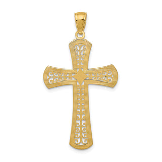 14k Yellow Gold Diamond-Cut Filigree Cross Pendant C3621