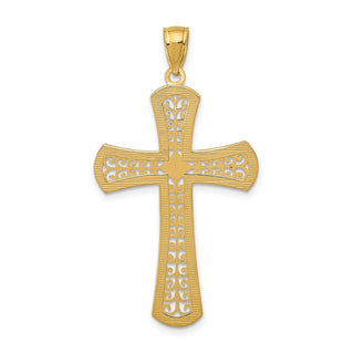 14k Yellow Gold Diamond-Cut Filigree Cross Pendant C3621
