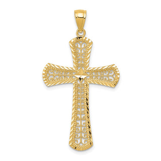14k Yellow Gold Diamond-Cut Filigree Cross Pendant C3621