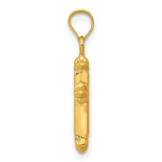 14k Yellow Gold Fleur De Lis Hollow Cross Charm