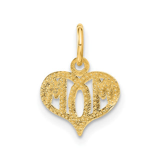 14k Yellow Gold MOM Heart Charm C368