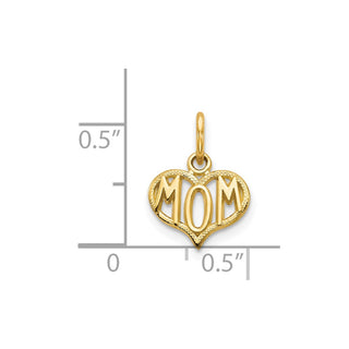 14k Yellow Gold MOM Heart Charm C368