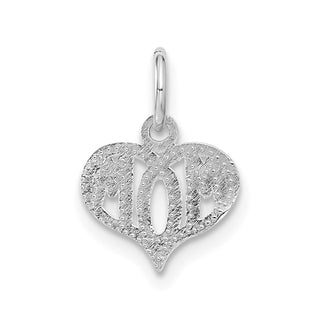 14k White Gold MOM Heart Charm