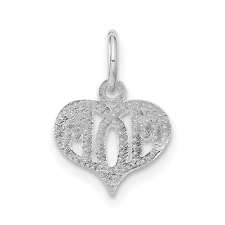 14k White Gold MOM Heart Charm