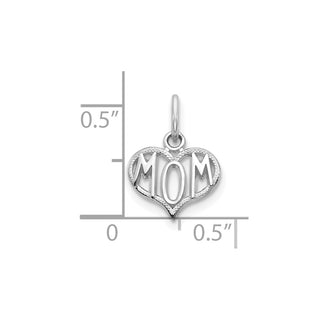 14k White Gold MOM Heart Charm