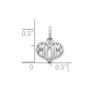 14k White Gold MOM Heart Charm