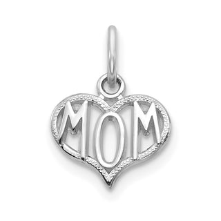 14k White Gold MOM Heart Charm