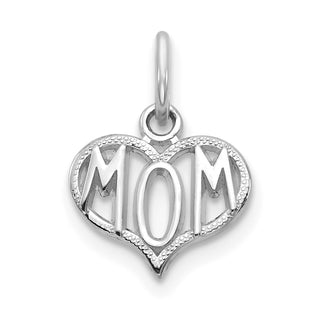 14k White Gold MOM Heart Charm