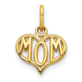 14k Yellow Gold MOM Heart Charm C368