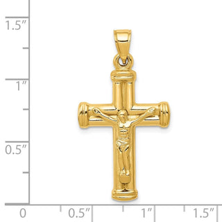 14k Yellow Gold Reversible Crucifix / Cross Pendant C3694