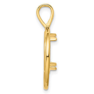 14k Yellow Gold Offset Double Circle 13mm Prong Coin Bezel Pendant - Fits 2 Pesos and US $1