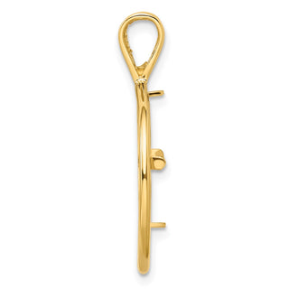 14k Yellow Gold Offset Double Circle 15mm Prong Coin Bezel Pendant - Fits US $1 Type 2
