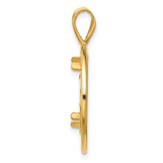 14k Yellow Gold Offset Double Circle 16.5mm Prong Coin Bezel Pendant - Fits 1/10 oz American Eagle and 1/10 oz Krugerrand