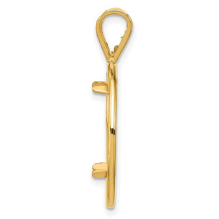 14k Yellow Gold Offset Double Circle 17.8mm Prong Coin Bezel Pendant - Fits US $2.50 Liberty and Other Coins