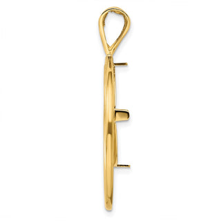 14k Yellow Gold Offset Double Circle 20.1mm Prong Coin Bezel Pendant - Fits 1/4 oz. Gold Nugget, and 1/4 oz. Koala