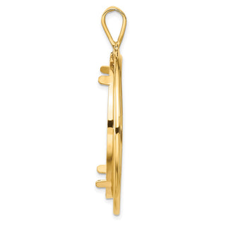 14k Yellow Gold Offset Double Circle 34.2mm Prong Coin Bezel Pendant - Fits US $20 Liberty and US $20 St. Gaudens
