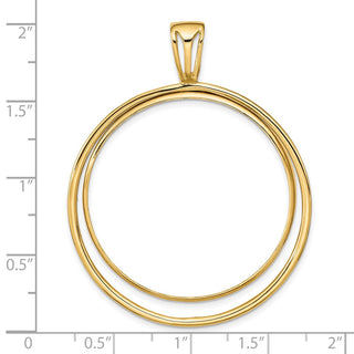 14k Yellow Gold Offset Double Circle 34.2mm Prong Coin Bezel Pendant - Fits US $20 Liberty and US $20 St. Gaudens