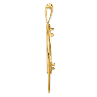 14k Yellow Gold Offset Double Circle 37mm Prong Coin Bezel Pendant - Fits 50 Pesos and Centenario