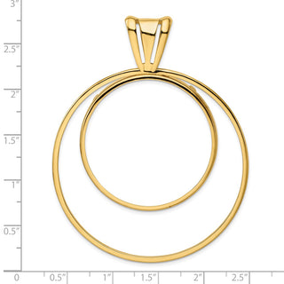 14k Yellow Gold Offset Double Circle 37mm Prong Coin Bezel Pendant - Fits 50 Pesos and Centenario