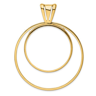14k Yellow Gold Offset Double Circle 37mm Prong Coin Bezel Pendant - Fits 50 Pesos and Centenario