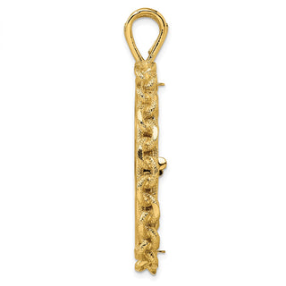 14k Yellow Gold Chain Link 32.7mm Prong Coin Bezel Pendant - Fits 1 oz American Eagle, 1 oz Cat, and 1 oz Krugerrand