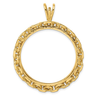 14k Yellow Gold Chain Link 34.2mm Prong Coin Bezel Pendant - Fits US $20 Liberty and US $20 St. Gaudens