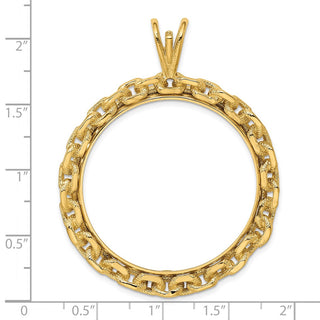 14k Yellow Gold Chain Link 34.2mm Prong Coin Bezel Pendant - Fits US $20 Liberty and US $20 St. Gaudens