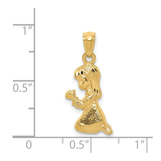 14k Yellow Gold Praying Girl Pendant