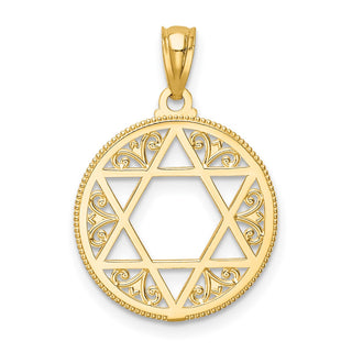 14k Yellow Gold Filigree Star Of David Pendant