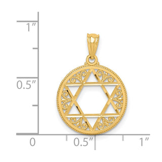 14k Yellow Gold Filigree Star Of David Pendant