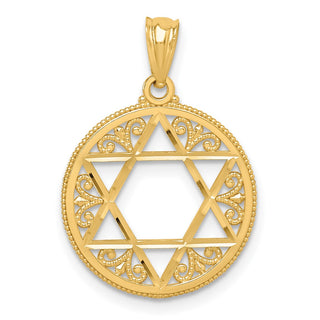 14k Yellow Gold Filigree Star Of David Pendant